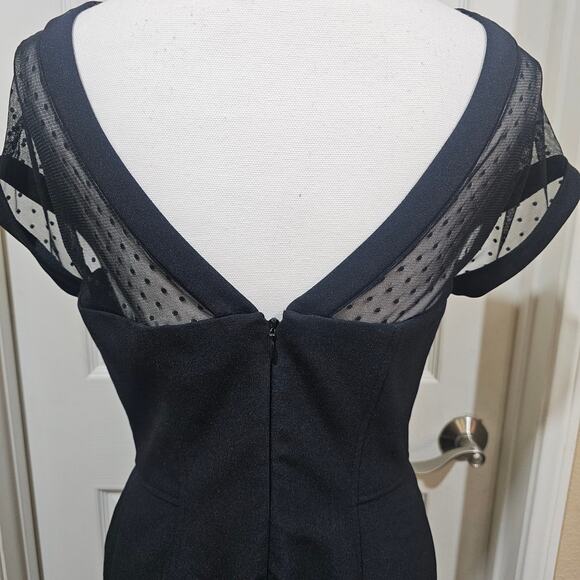White House Black Market Black Mesh Yoke Sheath Dress Size 6 - Picture 3 of 7